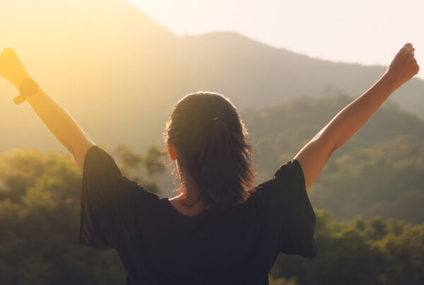 girl looking at mountains