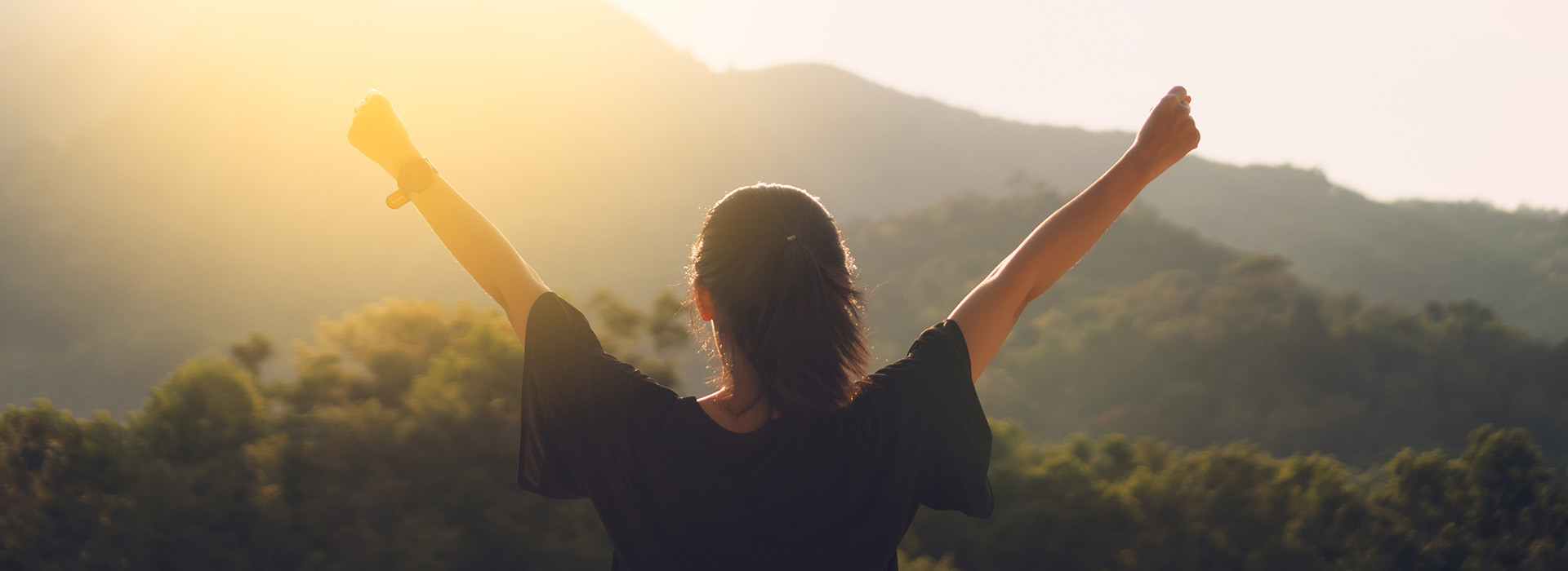 girl looking at mountains
